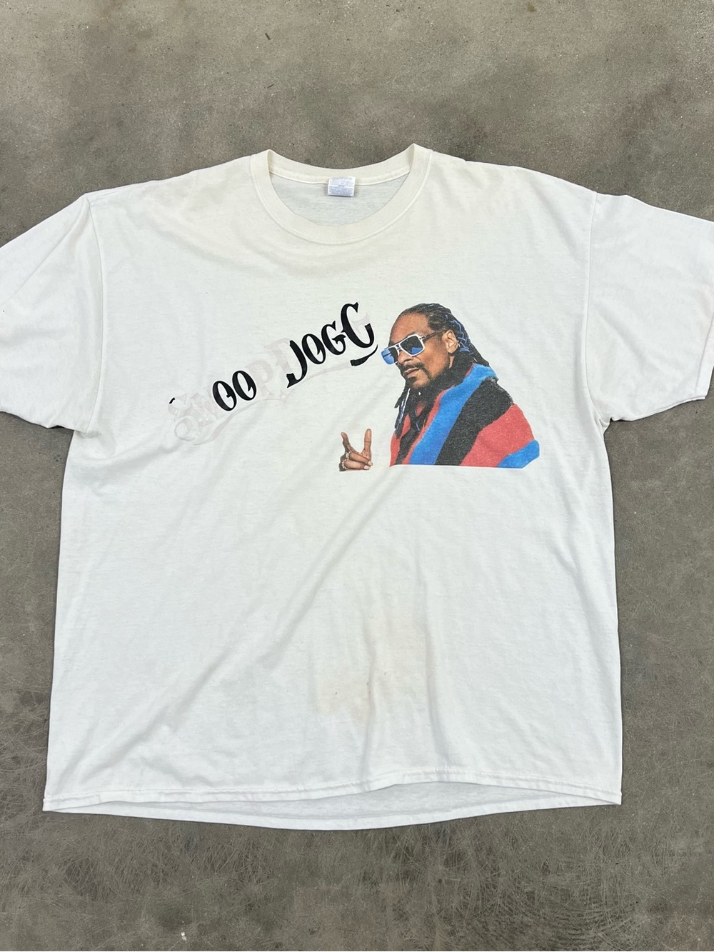 Jerzees White Tee with Snoop Dogg Color-Block Portrait